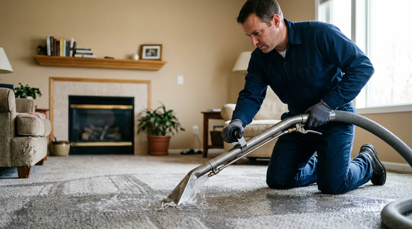 Water damage restoration technician working near North Sutton, NH